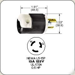 Hubbell HBL4720C nema L5-15P 125V 15A twist lockÂ® plug