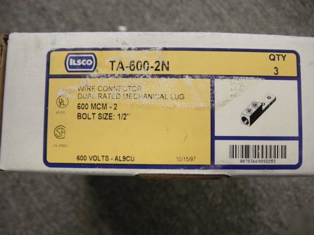 Ilsco ta-600-2N dual rated mechanical lug 23@ lot