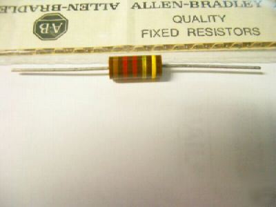 Lot of 10 - 220 ohm, 1/4 watt, 5% allen bradley cc res