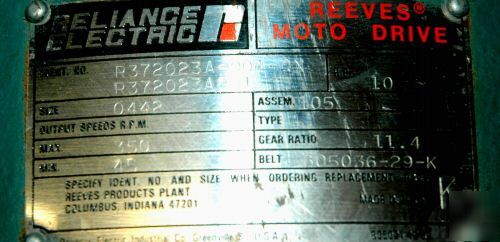 New reliance reeves moto drive motodrive variable speed 