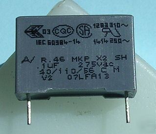X2 0.1UF 275VAC Â±10% pitch 15MM, arco....lot of 25...
