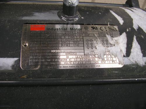 Dayton industrial 3 hp 3 phase 1740RPM 208 230 460 volt