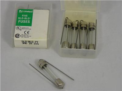 Littelfuse 3AG 1A slo-blo pt (pigtail) fuse box of 5