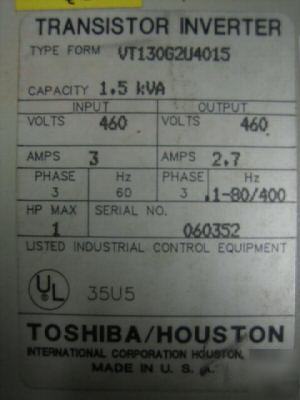 Toshiba tosvert-130G2 1HP transistor inverter drive