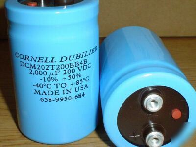 2 pcs cde 200V 2000UF computer grade bus capacitors