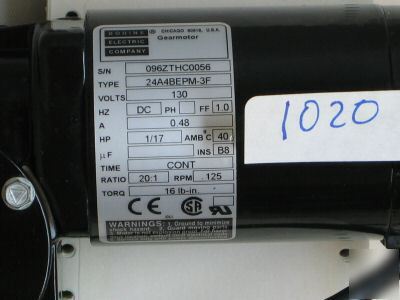 Bodine right-angle gearmotor dc 24A4BEPM-3F 0096