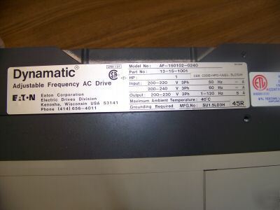 Eaton adjustable frequency drive af 1500