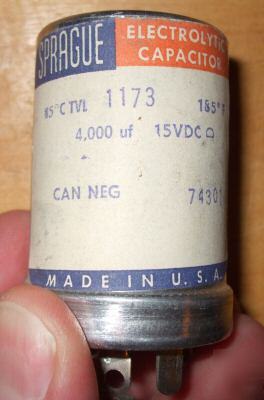Sprague tvl-1173 4000MF 15V can capacitor nos 4000UF